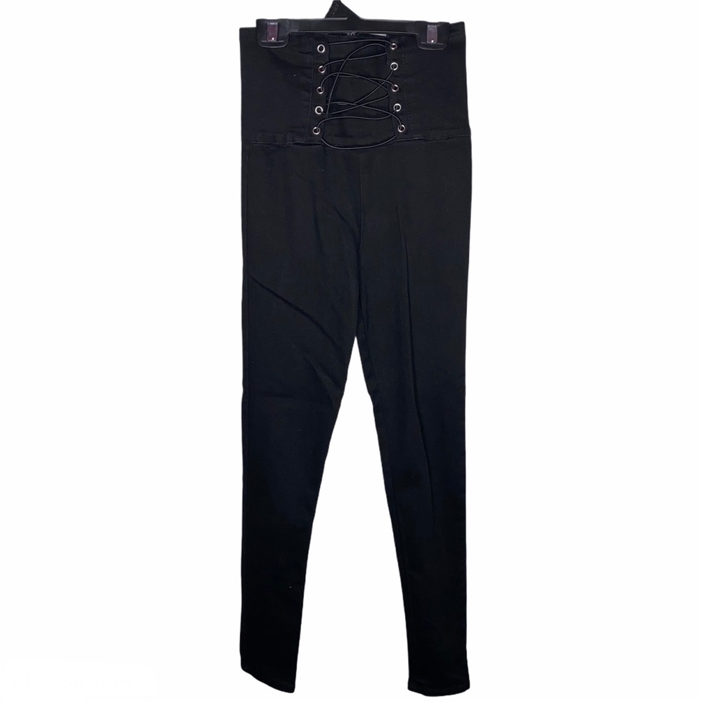 Forever 21 Black High-Waist Lace-Up Leggings